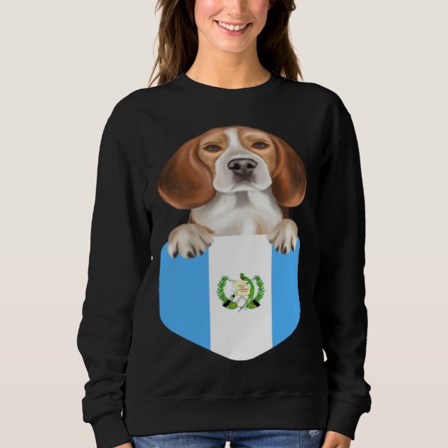 Guatemala Flag Beagle Dog In Pocket T Shirt (Framsida)