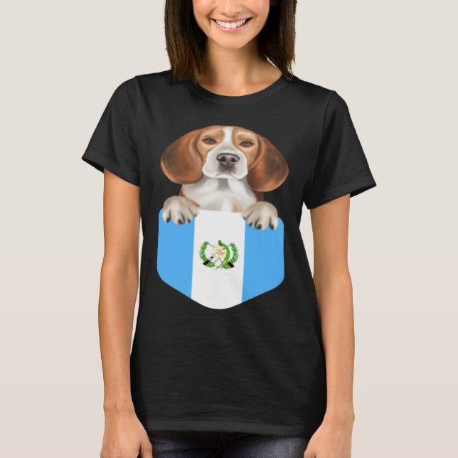 Guatemala Flag Beagle Dog In Pocket T Shirt (Framsida)