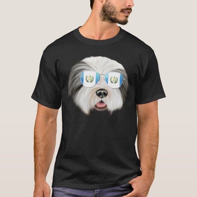 Guatemala Flag Bearded Collie Dog Guatemala Pocket T Shirt (Framsida)