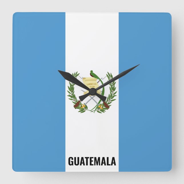 Guatemala Flag Dazzling Patriotic Fyrkantig Klocka (Framsida)