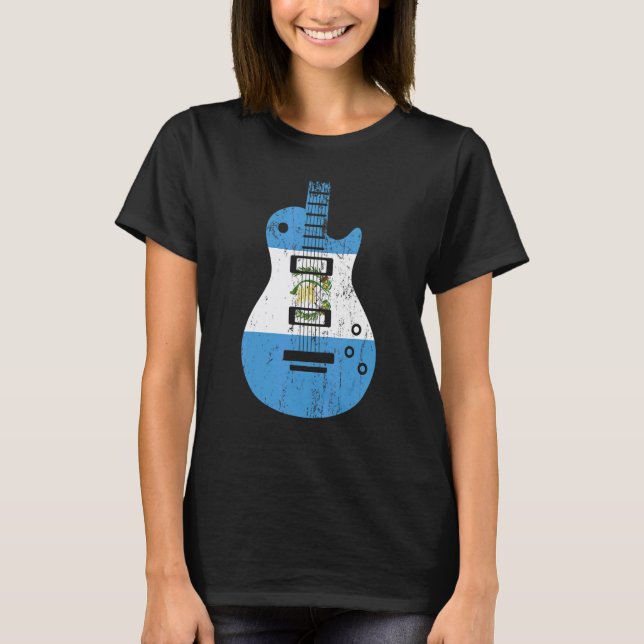 Guatemala Flag Gitarr Vintage Musiker T Shirt (Framsida)