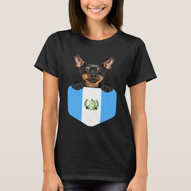 Guatemala Flag Miniature Pinscher Dog In Pocket T Shirt (Framsida)