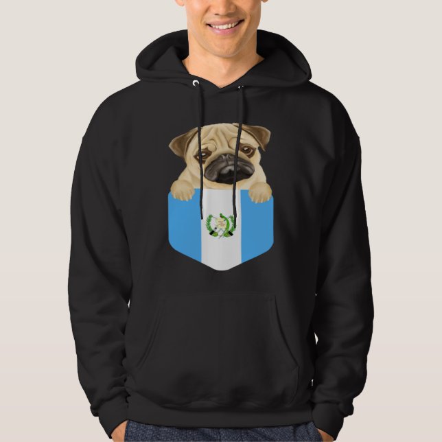 Guatemala Flag Pug Dog In Pocket Hoodie (Framsida)
