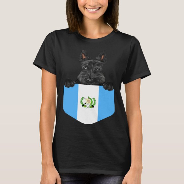 Guatemala Flag Scottish Terrier Dog In Pocket T Shirt (Framsida)