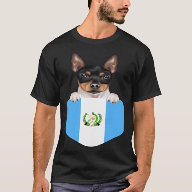 Guatemala Flag Toy Fox Terrier Dog In Pocket T Shirt (Framsida)