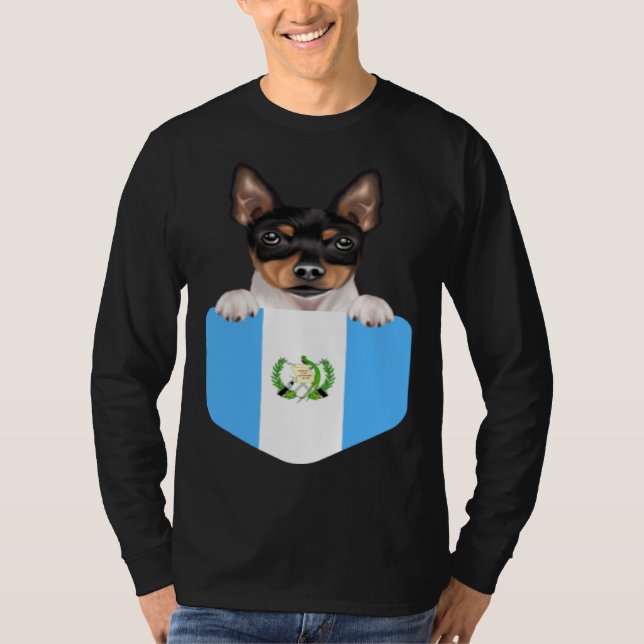Guatemala Flag Toy Fox Terrier Dog In Pocket T Shirt (Framsida)