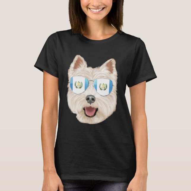 Guatemala Flag West Highland White Terrier Guatema T Shirt (Framsida)