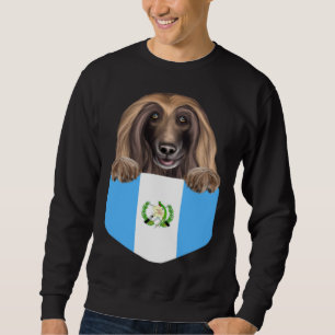 Guatemala Flagga Afghansk Hund Hund I Fickan Lång Ärmad Tröja