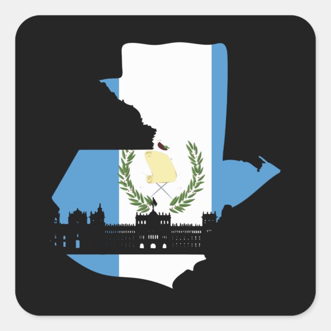 Guatemala Flagga Fyrkantigt Klistermärke (Framsida)