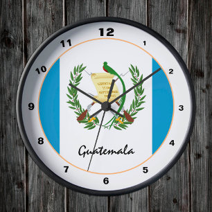 Guatemala Flagga & Guatemala trendig mode /design Rund Klocka