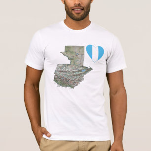 Guatemala Flagga Heart och Karta T-Shirt