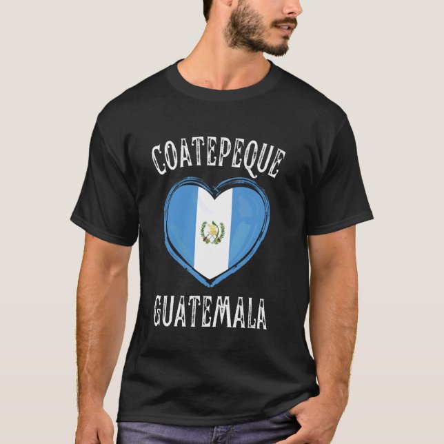 Guatemala Flagga Hjärta Coatepeque Stad T Shirt (Framsida)