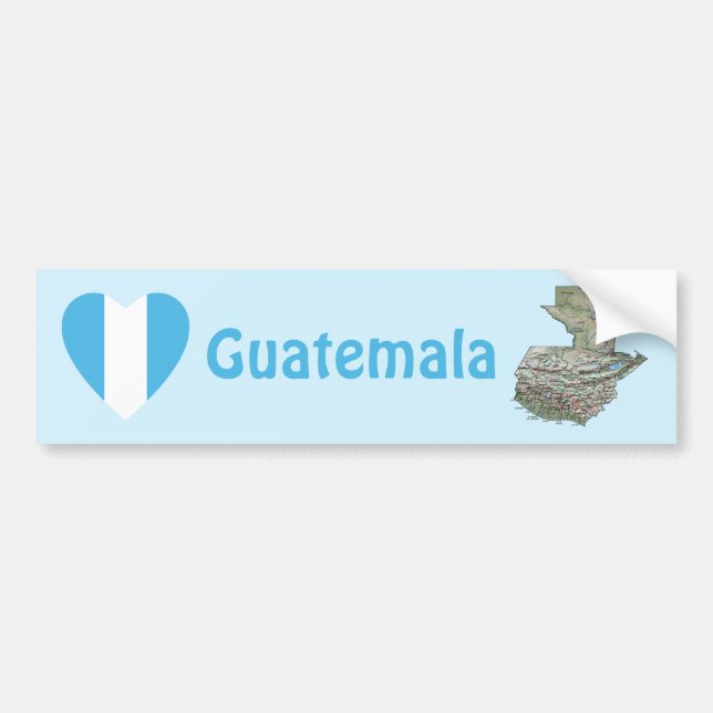 Guatemala Flagga Hjärta + Karta Bildäckslimma Bildekal (Framsidan)