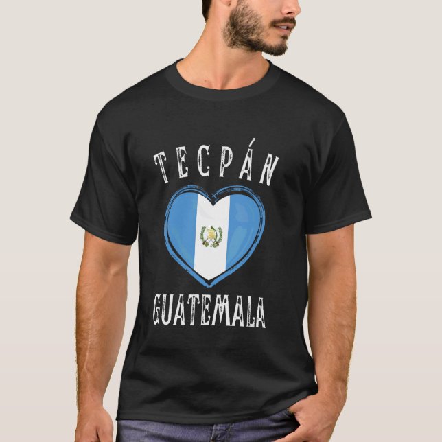 Guatemala Flagga Hjärta Tecpan Stad T Shirt (Framsida)