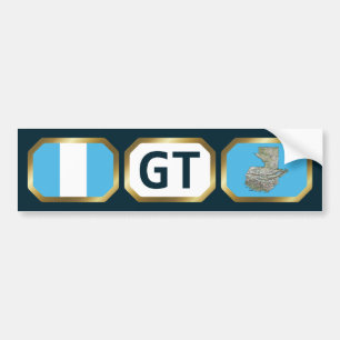 Guatemala Flagga Karta kod Bumper Sticker Bildekal