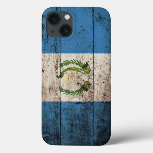Guatemala flagga på gammalt Wood korn