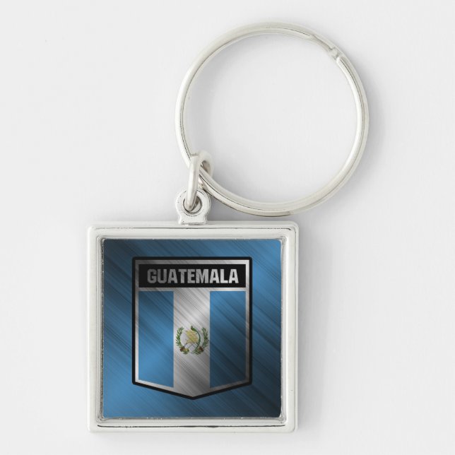 Guatemala Fyrkantig Silverfärgad Nyckelring (Framsidan)