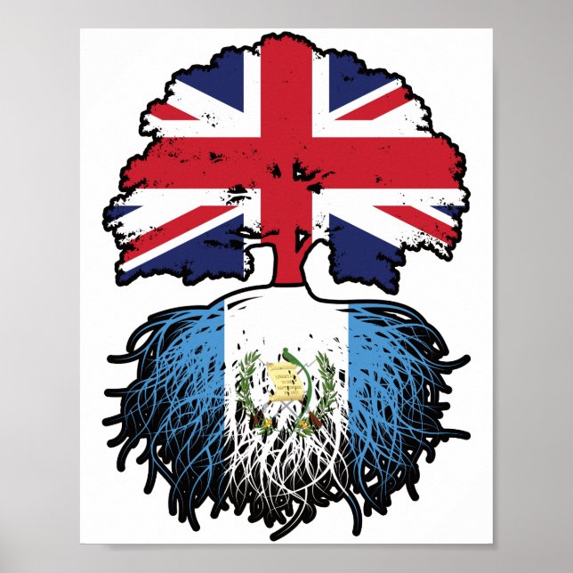 Guatemala Guatemala British Träd Roots Flagga Poster (Framsidan)
