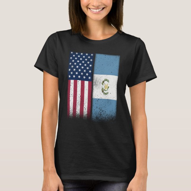 Guatemala Guatemalan American Flags Proud USA T Shirt (Framsida)