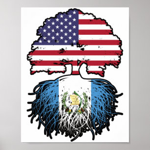 Guatemala Guatemalan American USA Träd Roots Flagg Poster