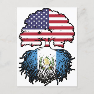Guatemala Guatemalan American USA Träd Roots Flagg Vykort