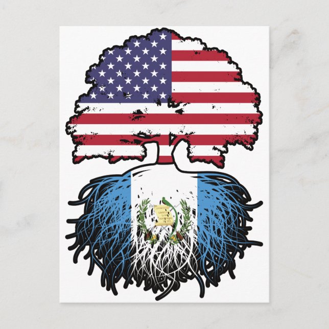 Guatemala Guatemalan American USA Träd Roots Flagg Vykort (Framsida)
