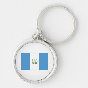 Guatemala - guatemalansk flagga rund silverfärgad nyckelring