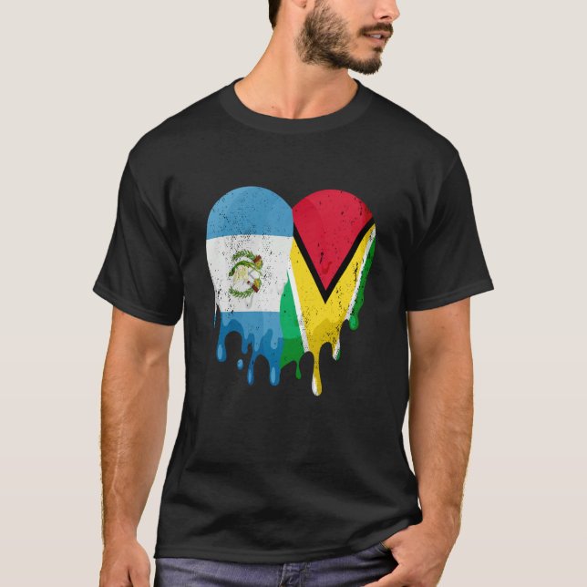 Guatemala Guayana Flag Heart Citizen Grown Patriot T Shirt (Framsida)