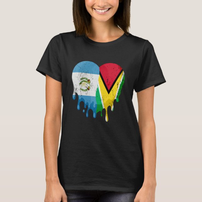Guatemala Guayana Flag Heart Citizen Grown Patriot T Shirt (Framsida)