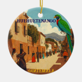 GUATEMALA, HUEHUETENANGO Retro poster Julgransprydnad Keramik