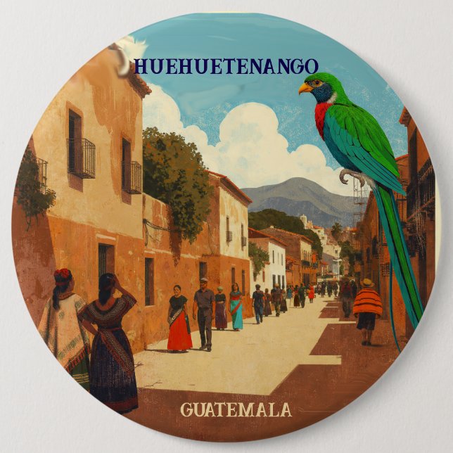 GUATEMALA, HUEHUETENANGO Retro poster Knapp (Framsida)