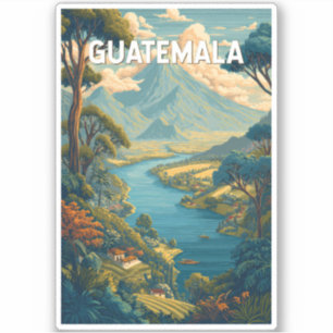 Guatemala Illustration Travel Art Vintage Klistermärken