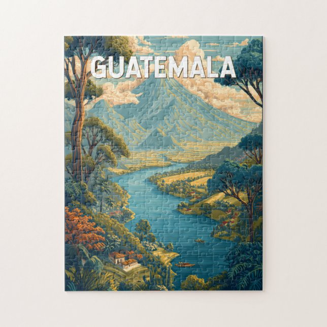 Guatemala Illustration Travel Art Vintage Pussel (Vertikal)