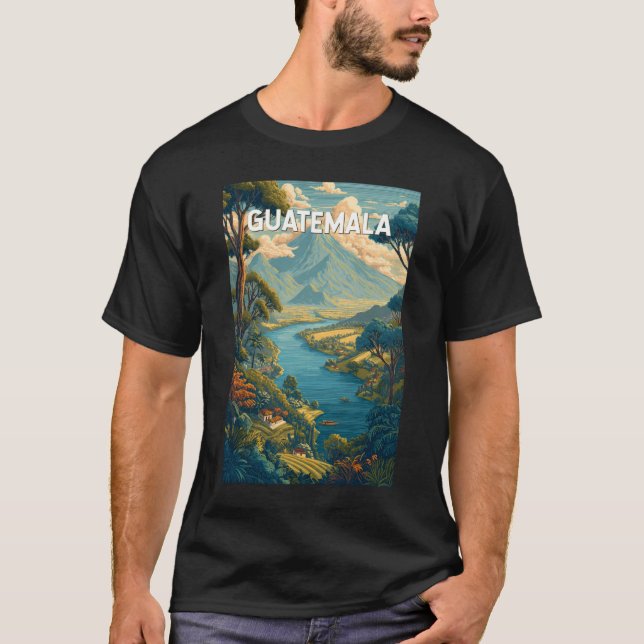 Guatemala Illustration Travel Art Vintage T Shirt (Framsida)