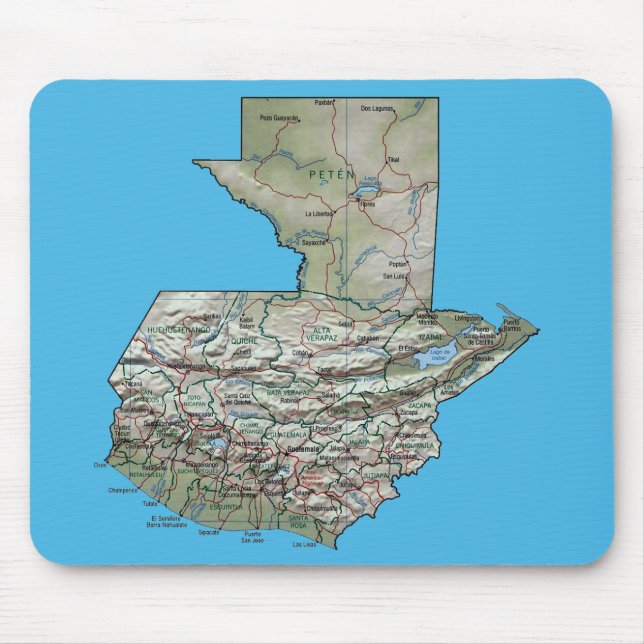 Guatemala karta Mousepad Musmatta (Framsidan)