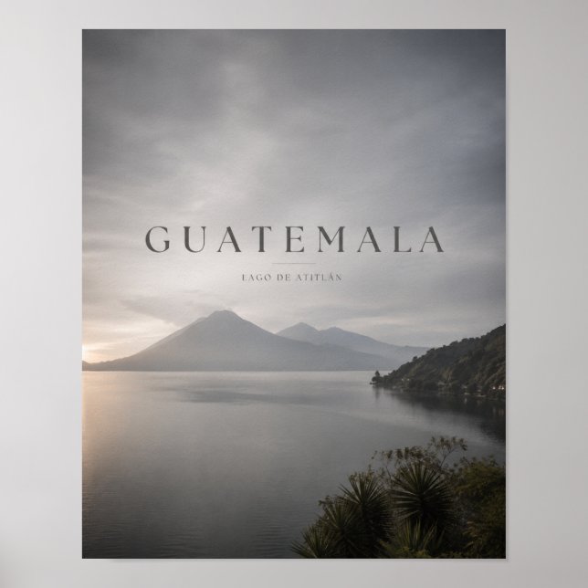 Guatemala Lago de Atitlán Moody Travel Poster (Framsidan)