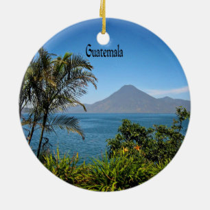 Guatemala, naturens vackra landskap julgransprydnad keramik