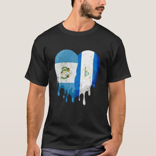 Guatemala Nicaragua Flag Heart Citizen Grown Patri T Shirt (Framsida)