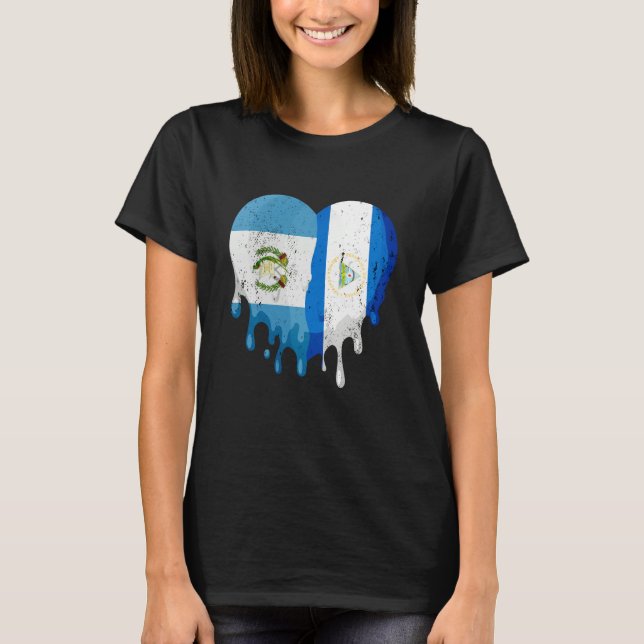 Guatemala Nicaragua Flag Heart Citizen Grown Patri T Shirt (Framsida)