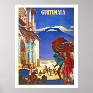 Guatemala, people, vintage travel poster