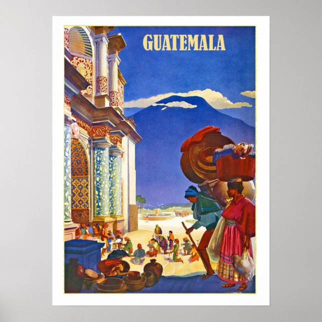 Guatemala, people, vintage travel poster (Framsidan)