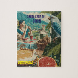 GUATEMALA, SANTA CRUZ DEL QUICHE Retro poster Pussel