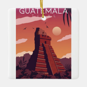 Guatemala Tikal Julgransprydnad Keramik