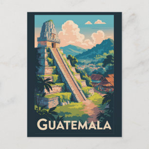 Guatemala Tikal nationalpark Illustration Travel Vykort