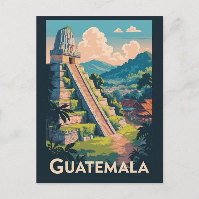 Guatemala Tikal nationalpark Illustration Travel Vykort (Framsida)