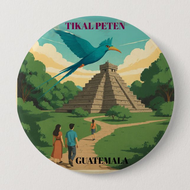 GUATEMALA, TIKAL PETEN Retro poster Knapp (Framsida)