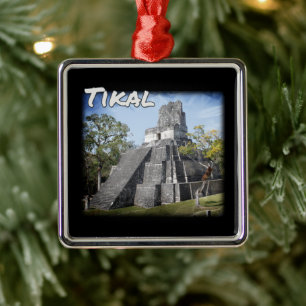 Guatemala Tikal Ruins Temple Julgransprydnad Metall