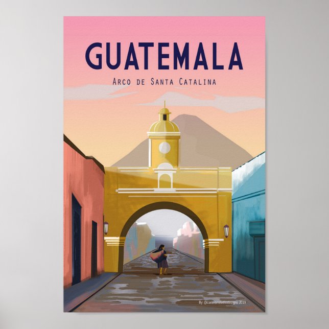 Guatemala Travel Poster ANTIGUA Guatemala Wall Déc (Framsidan)