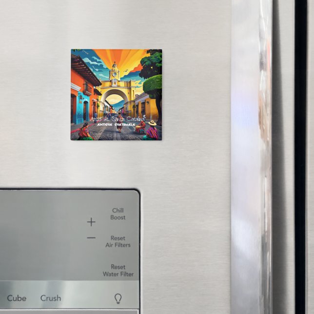 Guatemala Travel Vintage affisch Antigua Magnet (In Situ (Fridge))