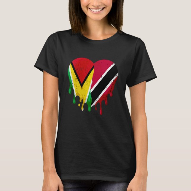 Guatemala Trinidad & Tobago Flag Heart Citizen Pat T Shirt (Framsida)